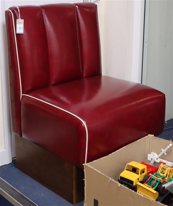 An American Diner red leatherette single seat W.162cm